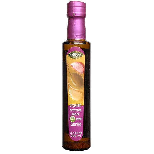 Mantova USDA Organic Garlic Extra Virgin Olive Oil (EVOO), Cold-Pressed, Imported from