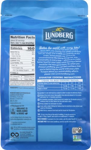 (32 Oz) (Pack 2) Lundberg Family Farms - Organic California Sushi Rice, Japanese Style Short Grain Rice, Perfectly