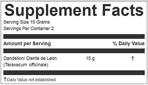 Hanan Peruvian Secrets Diente De Leon Herbal Tea | 100% Natural Dandelion Leaves | 1.06oz / 30g | Supports Healthy