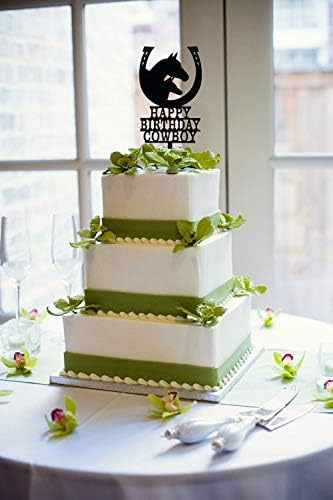 Birthday Party Decoration, Happy Birthday Cowboy Cake Topper, Unicorn Cake Topper, Horseshoe Cake Topper