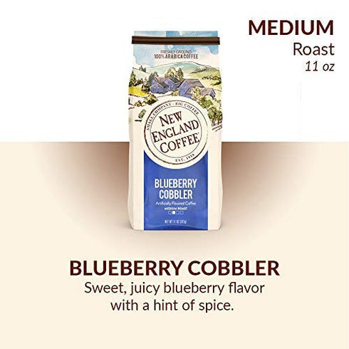 11oz (Pack 3) New England Coffee Blueberry Cobbler Medium Roast Ground Coffee, Bag