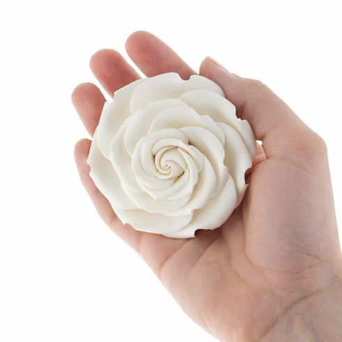 Global Sugar Art Rebecca Rose Sugar Cake Flowers, White 3 Inches, 3