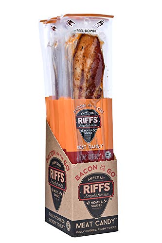 Pack 12 Bacon On The Go by Riffs Smokehouse - THAI CURRY (HOT) - of Individually Sealed Strips of Bacon