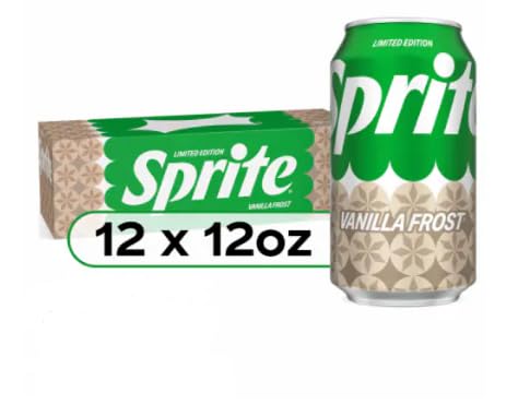 Generic Limited Edition Vanilla Frost Sprite Soda, 12 Pack of 12 oz Cans