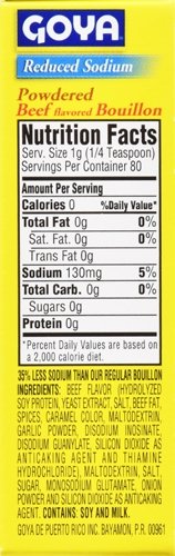 2.82 (Pack 24) Goya Foods Beef Bouillon Reduced Sodium, Ounce