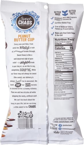 Sweet Chaos Popcorn, Peanut Butter Cup Drizzle, 5.5 Ounce Bag