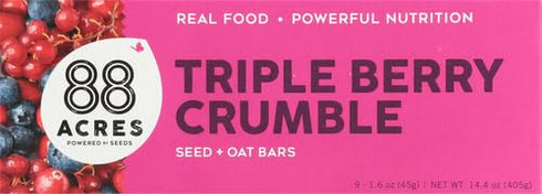 88 9 Count, Acres Granola Bars, Triple Berry Crumble, School Safe, Allergen Free Seed & Oat Snack Bar, Gluten & Nut
