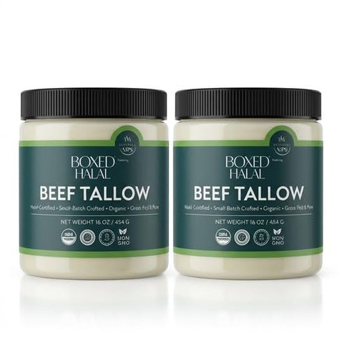 Boxed Halal Grass-Fed Beef Tallow 32 oz Total (2 x 16 oz)