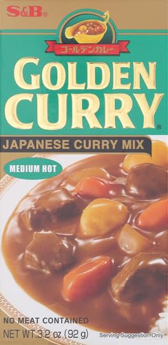S&B 3.2 oz (Pack 4) , Golden Curry Japanese curry Mix, Medium Hot
