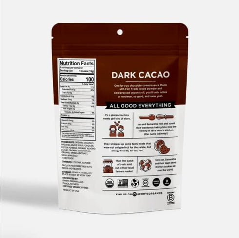 EMMY 6 oz (Pack 8) 's Organics Coconut Cookies, Dark Cacao, of | Gluten-Free Organic Cookies, Vegan, Paleo-Friendly