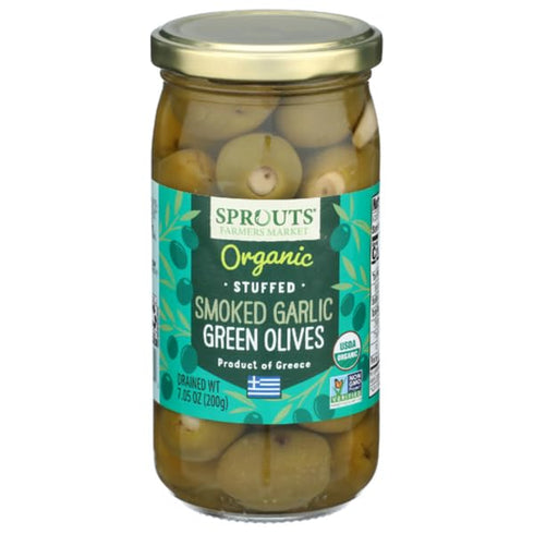 Generic Sprouts Organic Smoked Garlic Stuffed Green Olives - 7.1 oz (201g)