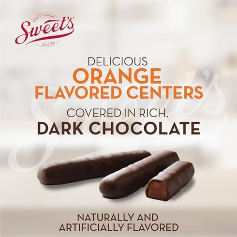 10.5 oz (Pack 2) Sweet Candy Company Dark Chocolate Fruit Flavored Sticks - Gourmet Chocolate Covered Sticks, Orange