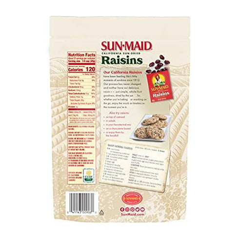 (2 Pack) 32 oz Sun-Maid Organic California Sun-Dried Raisins - Resealable Bag - Organic Dried Fruit Snack for Lunches