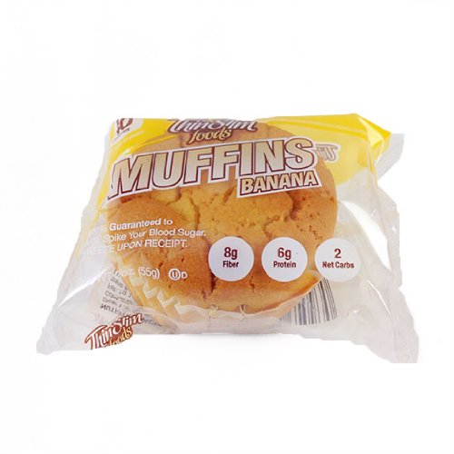 ThinSlim Foods 40 Calorie Low Carb Banana Muffins - Keto-Friendly 4 Pack