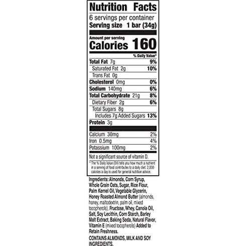6 7.2 oz (Pack 12) Nature Valley Sweet and Salty Nut Granola Bars, Almond, Bars