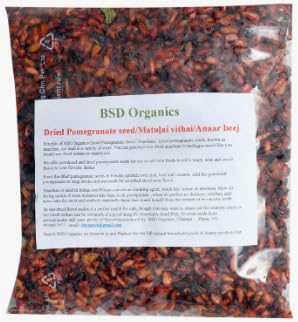 BSD Organics Dried Pomegranate Seed/Matuai Vithai/Anaar Beej/Anardana for Soups,Chutneys, Relishes, and Spice Rubs for