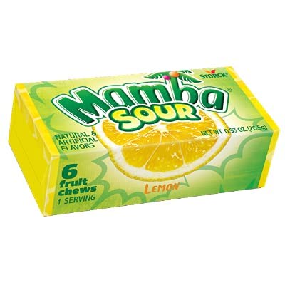 Mamba 6 (Pack 48) Sour Fruit Chews Candy, Pieces