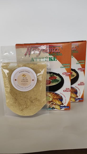 Nayama 2x300g Natural Attieke Cassava Couscous with free Nireds pure ginger powder.