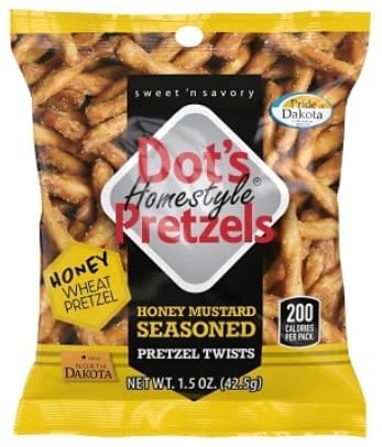 Pack 10-1.5 oz Dot Pretzels Honey Mustard - of Bags - Perfect for Lunches or Stocking the Pantry - Classic Taste
