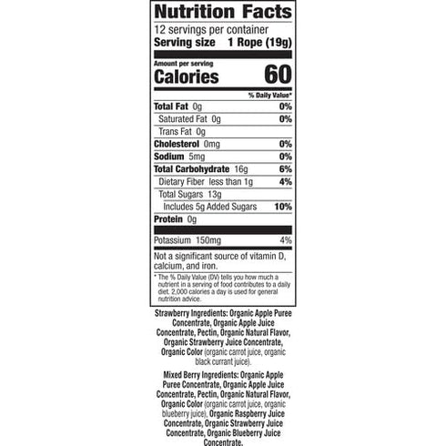 Pack, 8.04 oz Annie's Organic Fruit Rope Variety Strawberry and Mixed Berry, Made With Real Fruit
