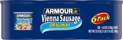Armour 4.6 oz (Pack 6) Star Vienna Sausage, Original Flavor, Canned Sausage