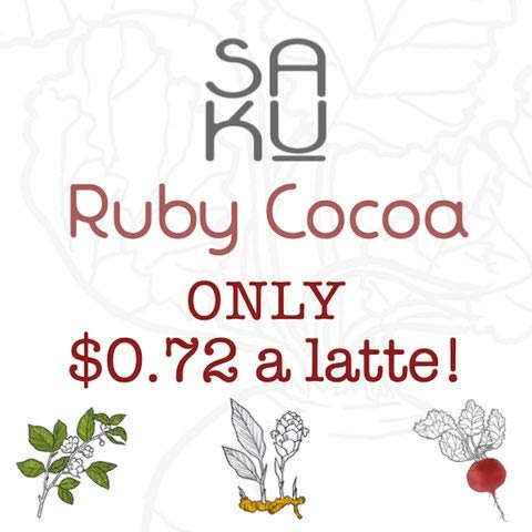 SAKU Tea, Ruby Cocoa Beetroot Latte Blend, Super Food Latte, 3oz Bag