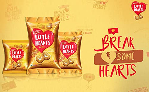 Britannia Little Hearts Biscuits, 2.6oz (75g), Soft and Delicious Kids Favorite Cookies, Pack of 4