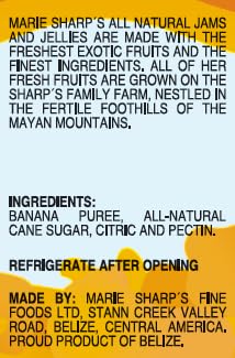 11 oz Marie Sharps Banana Jam, | All-Natural Belizean Fruit Spread | Rich, Tropical Flavor with Ripe Bananas | No
