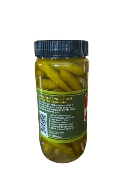 16 OZ VIENNA SPORT PEPPERS FOR CHICAGO DOGS NEW JAR