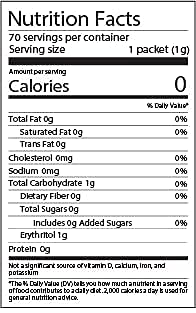NutraSweet Natural Zero Calorie Stevia Sweetener, Sugar Substitute with Sugar-Like Taste, 70 Count Packets