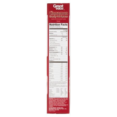 BFYSYO Pack 3 18 oz of - Great Value Cinnamon Crunchy Oat Squares Cereal