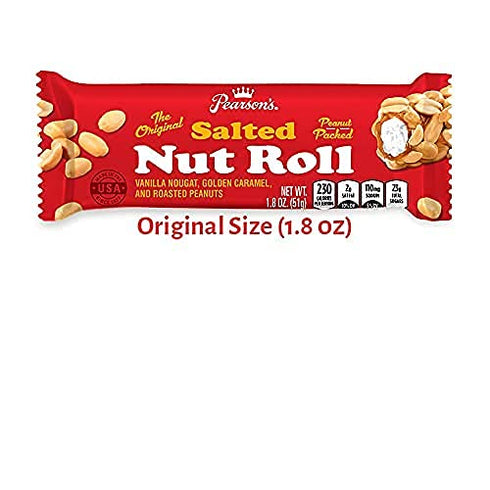 24 Pearson's Original Salted Nut Roll | Peanut, Caramel, Nougat Candy | Full- Size Candy Bars |Bulk, Individually