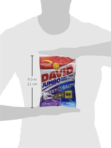 5.25 oz (12 Pack) DAVID Sunflower Seeds Jumbo Sweet and Salty - Bag each