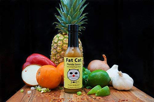 1 Florida Sauce Citrus and Datil Pepper Hot Sauce by Fat Cat Gourmet | Sweet and Tangy | For Seafood, Chicken, Pork