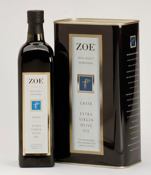 Zoe Diva Select 100% 25.5 oz (750mL) (Pack 2) Koroneiki Greek Extra Virgin Olive Oil, Cold Pressed, Koroneiki Olives