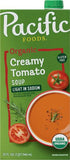 32 oz (Pack 4) Pacific Foods Organic Creamy Light in Sodium Tomato Soup, Carton