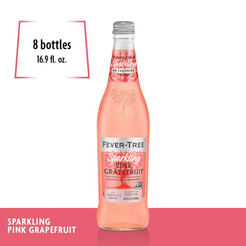 16.9 Oz Pack 8 Fever-Tree Sparkling Pink Grapefruit - Premium Quality Mixer - Refreshing Beverage for Cocktails