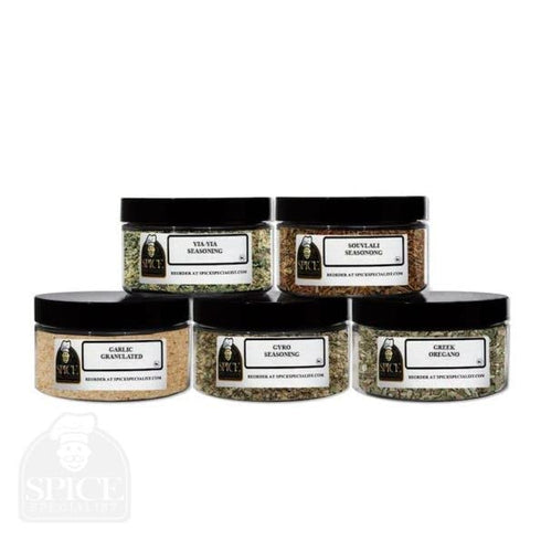 Chef Cherie Set 5 jars(1 Greek Spices Gift - Contains: different each of: Greek Oregano, Gyro Seasonings, Yia-Yia