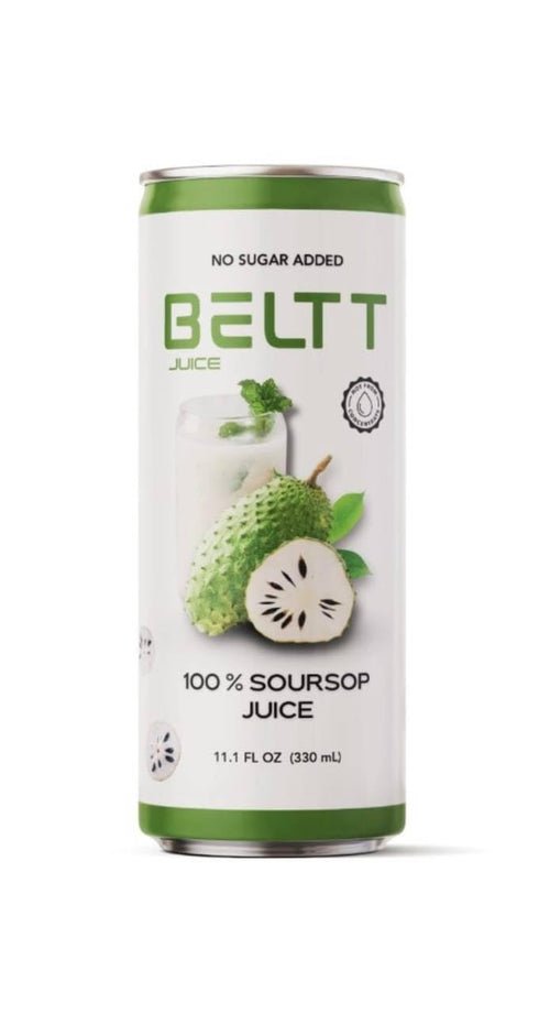BELTT 100% 11.1 OZ Pack 12 Soursop Juice Fruit, No Added Sugar, No Preservatives, Not From Concentrate, Plant Based