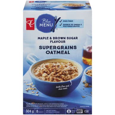 PRESIDENT'S CHOICE Blue Menu Maple & Brown Sugar Flavour Supergrains Oatmeal, 304g/10.7oz, Imported from