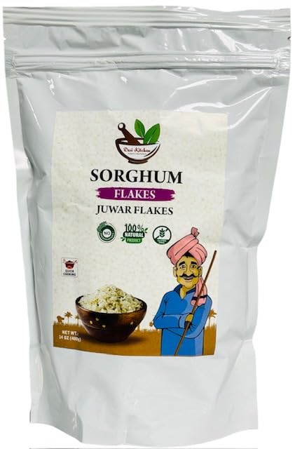 DESI KITCHEN AUTHENTIC INDIAN PRODUCTS Desi Kitchen Sorghum (Juwar) Flakes 14oz (400g) | Gluten Free | 100%