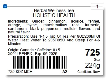 Tealyra Holistic Health Tea, Turmeric Healthy Tonic with Ginger, Fennel, Cinnamon, Caffeine-Free, 224g (8-ounce)