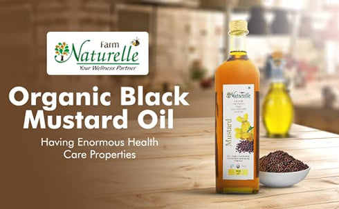 Farm Naturelle Oil-(500ML) (Glass Bottles) Virgin Pressed Organic Black Mustard Seed Cooking