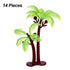 16 Jovitec Pcs Plastic Green Palm Tree Coconuts Cupcake Topper Scale Scenery Miniature Palm Tree Figurines Micro