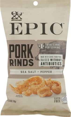 EPIC Sea Salt & Pepper Pork Rinds - Keto Friendly, Paleo Friendly, 2.5 oz