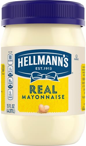 100% 15 oz,(Pack 2) Hellmann's Real Mayonnaise Real Mayo For a Creamy Sandwich Spread or Condiment Gluten Free,Made