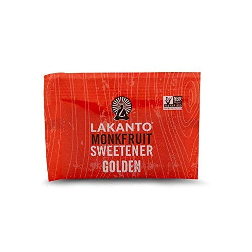 Packets (3g 100 Count) Lakanto Golden Monk Fruit Sweetener with Erythritol - Raw Cane Sugar Replacement, Zero Net