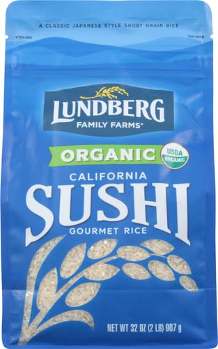 (32 Oz) (Pack 2) Lundberg Family Farms - Organic California Sushi Rice, Japanese Style Short Grain Rice, Perfectly