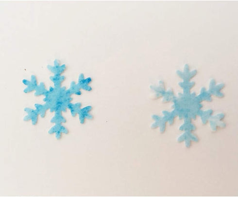 CHOCKACAKE 48pcs Edible Christmas Wafer Snowflakes Cupcake & Cake Toppers for Winter Frozen Theme Party Decoration