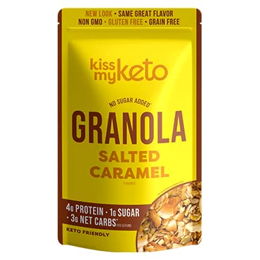 Kiss My Keto Granola Cereal, Salted Caramel Low Carb Granola, Gluten Free Protein Granola for Yogurt
